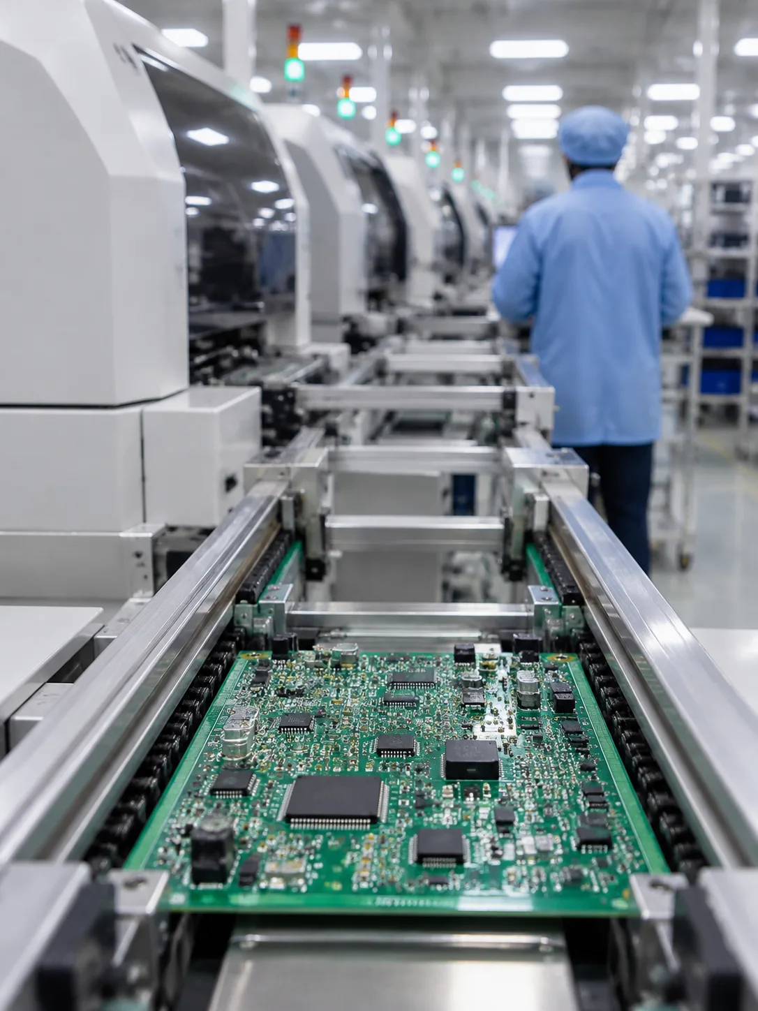 Engineer inspecting a populated assembly